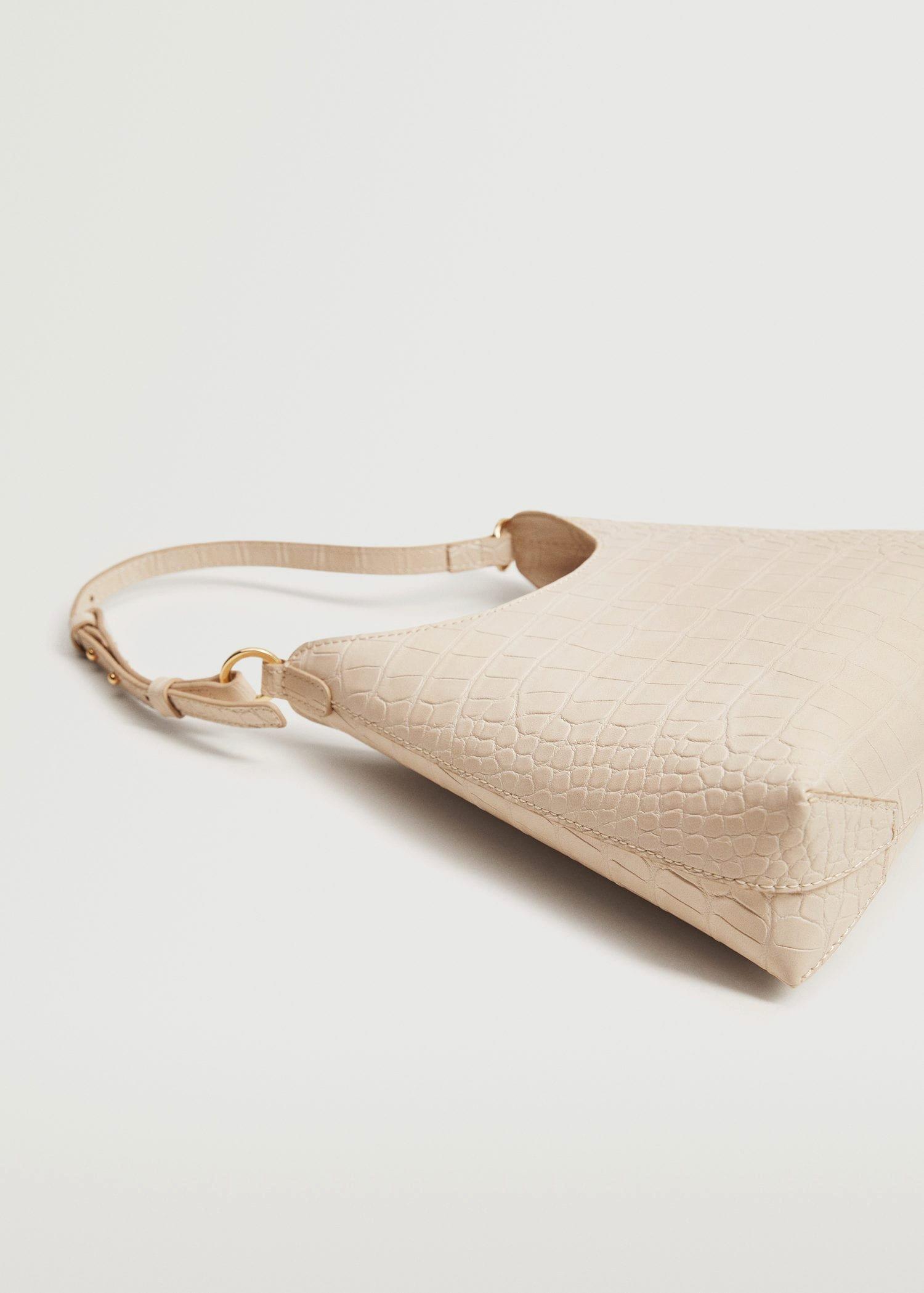 Light Beige Croc-Effect Baguette Bag, Women, , large image number 2
