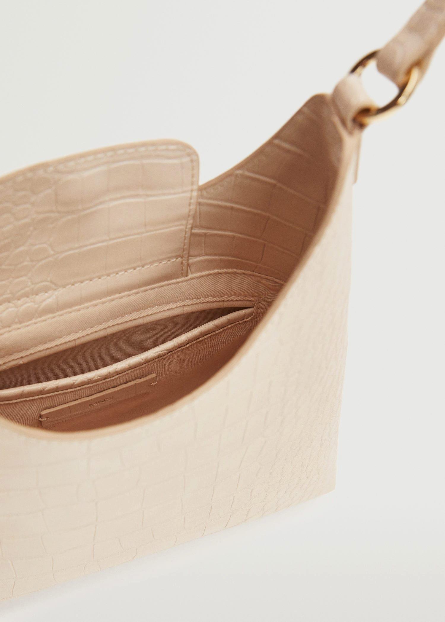 Light Beige Croc-Effect Baguette Bag, Women, , large image number 3