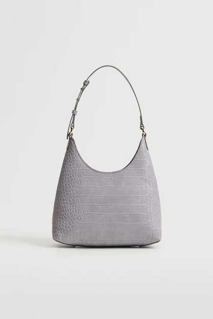 Lt-Pastel Purple Croc-Effect Baguette Bag, , large image number 0