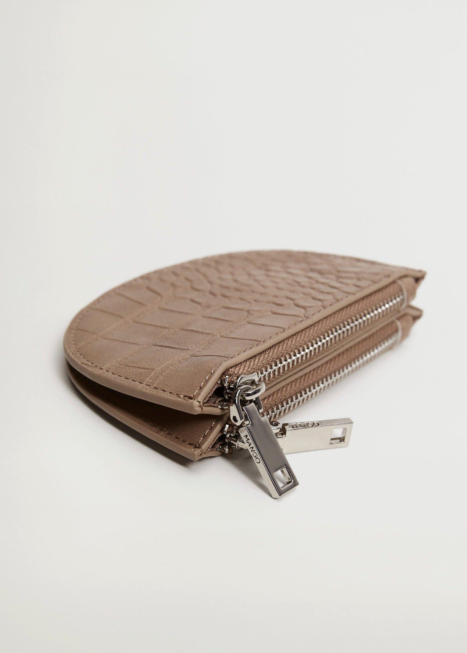 Medium Brown Croc- Effect Zipper Purse, Women, , large image number 1