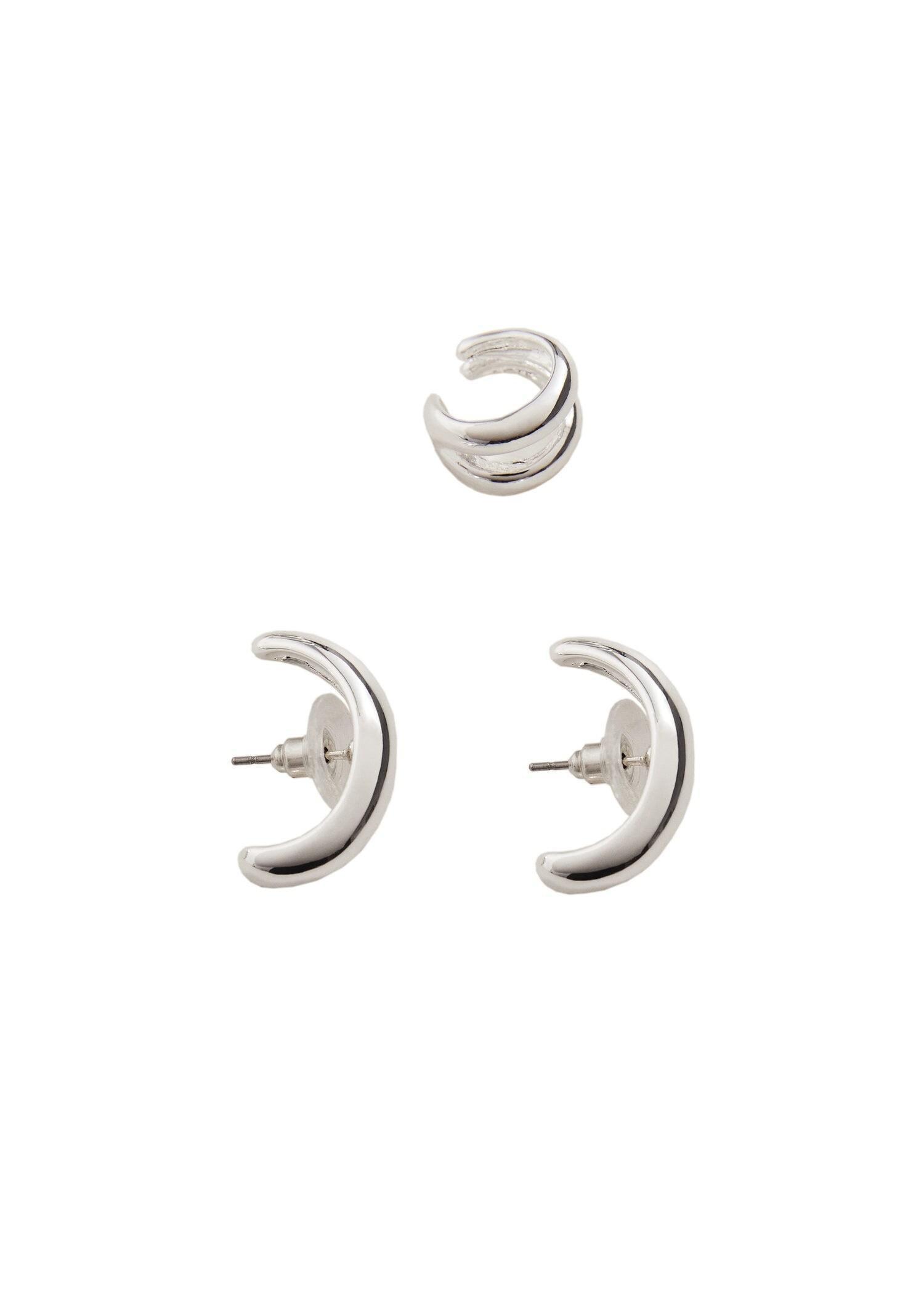 Silver Mixed Earring Set, Women, , large image number 0