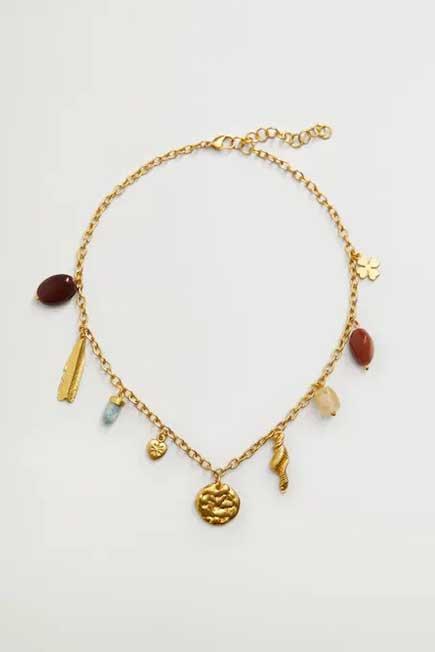 Gold Mixed Bead Necklace, Women, , large image number 0