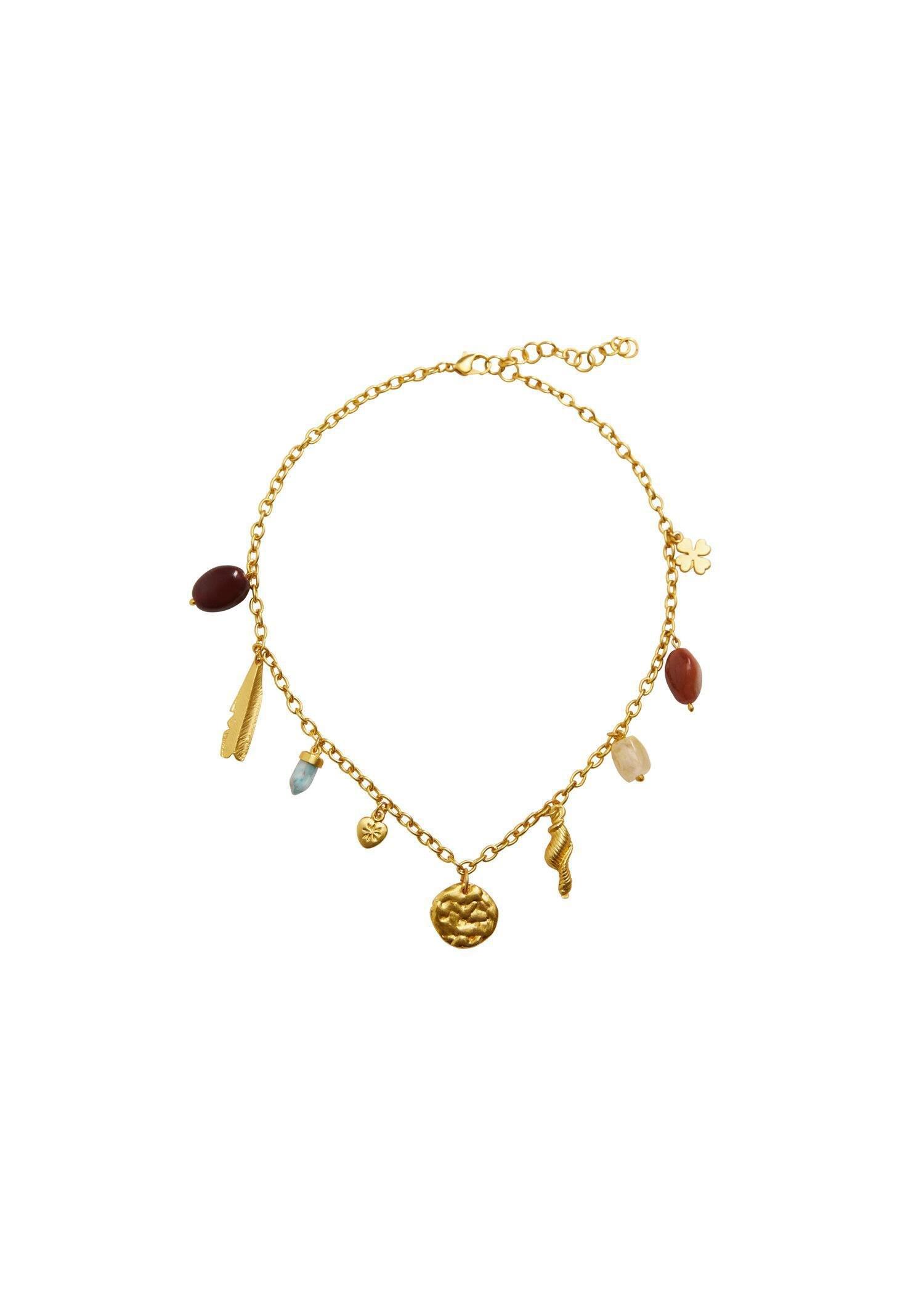 Gold Mixed Bead Necklace, Women, , large image number 1