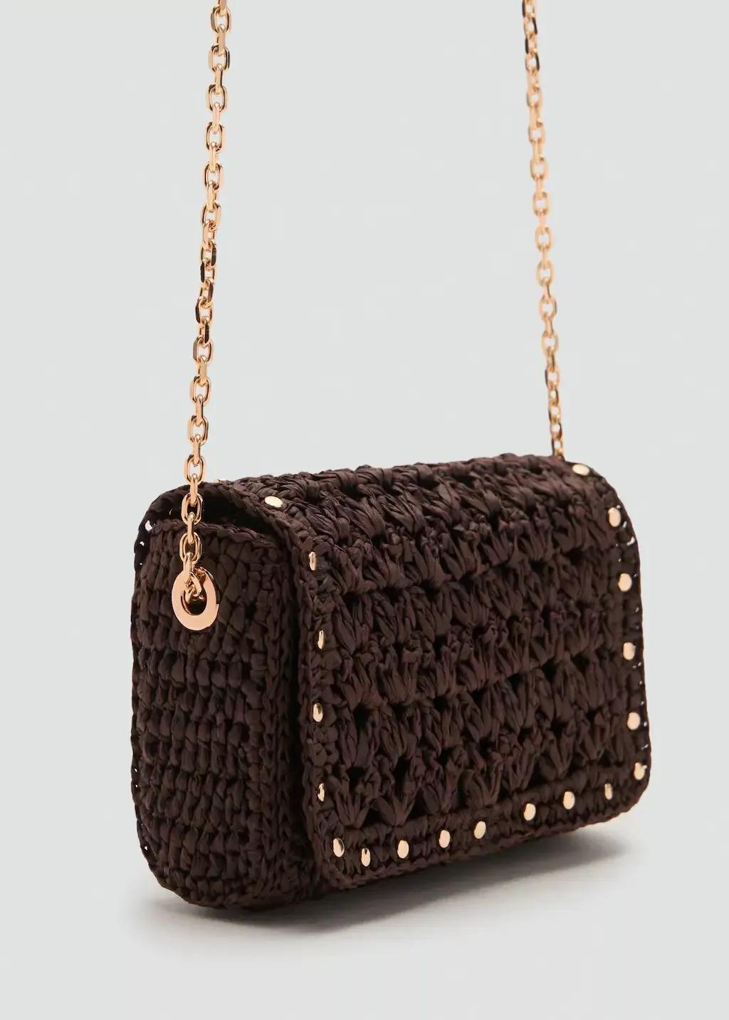 Brown Mini Natural Fibre Crossbody Bag, 0201_32, medium
