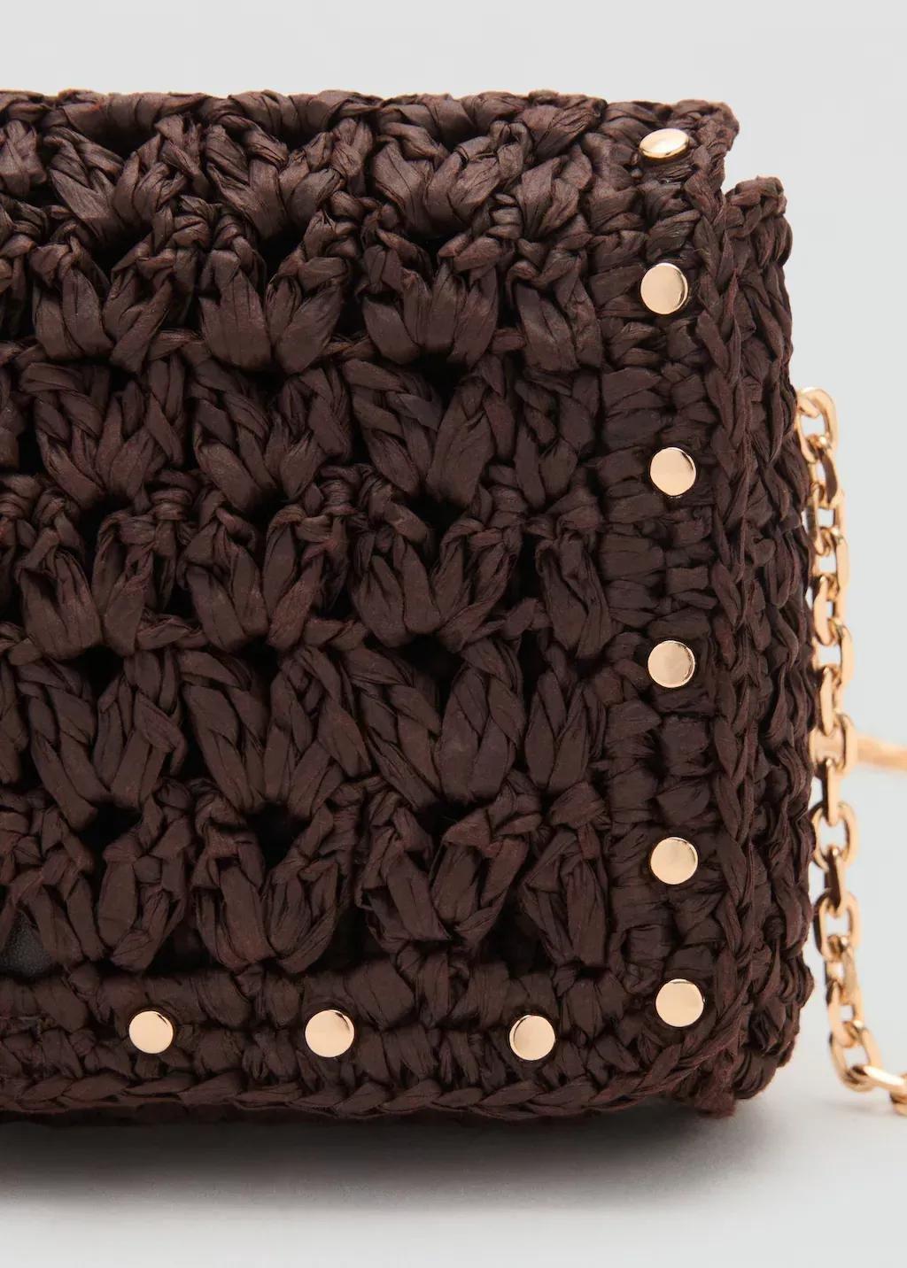 Brown Mini Natural Fibre Crossbody Bag, 0201_32, large image number 2