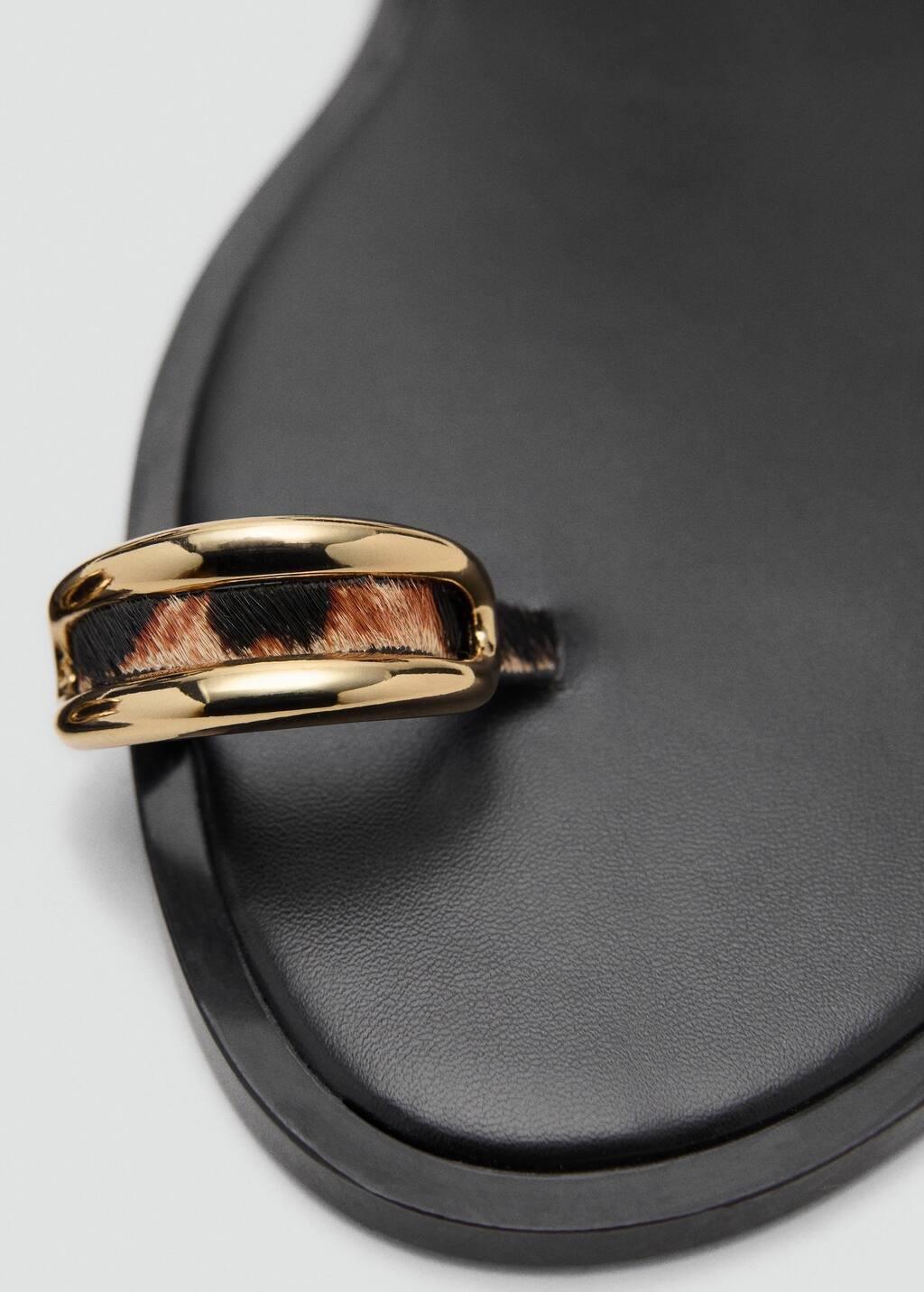 BLACK Animal-print leather sandals, 0201_99, medium