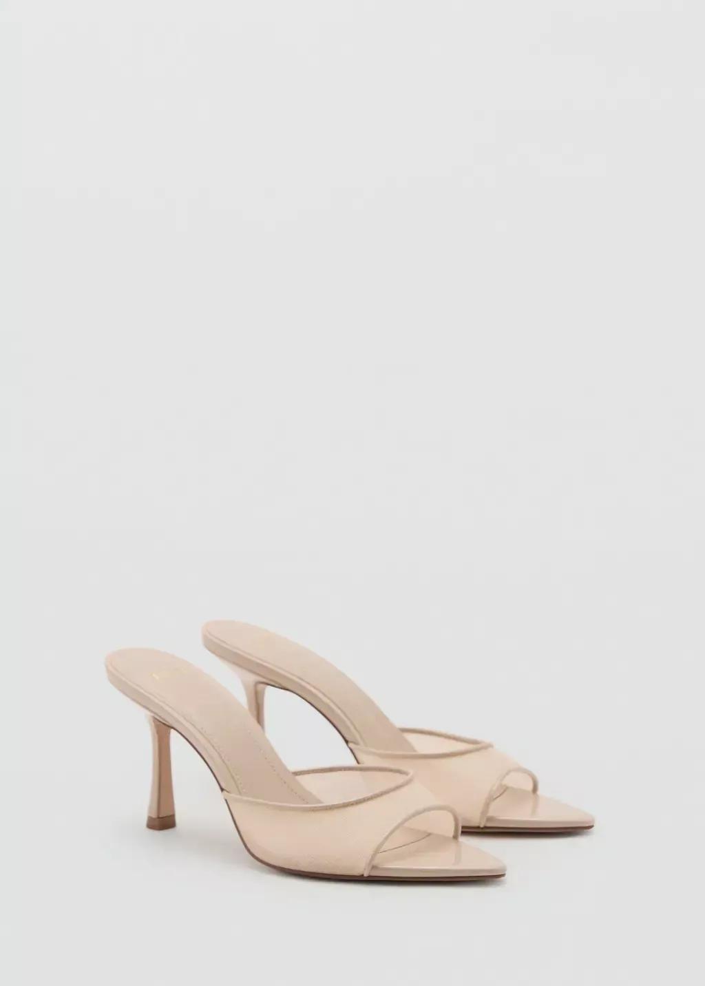Beige Pointed Heel Sandals, , large image number 0