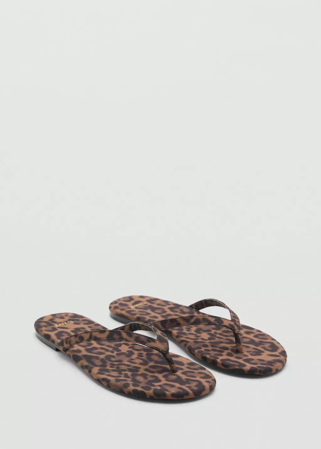 BLACK Leopard-print sandals with strap, 0201_99, medium