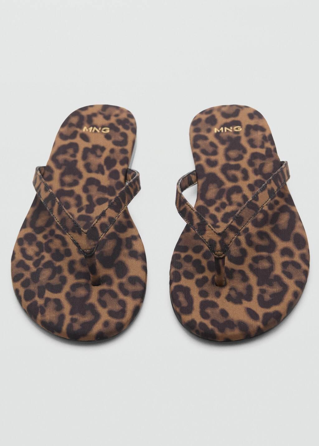BLACK Leopard-print sandals with strap, , large image number 3
