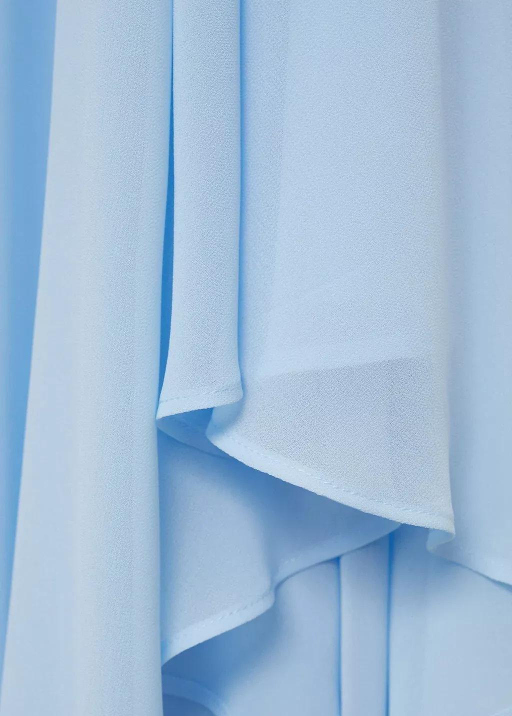 Blue Asymmetrical Double-Layer Dress, , large image number 4
