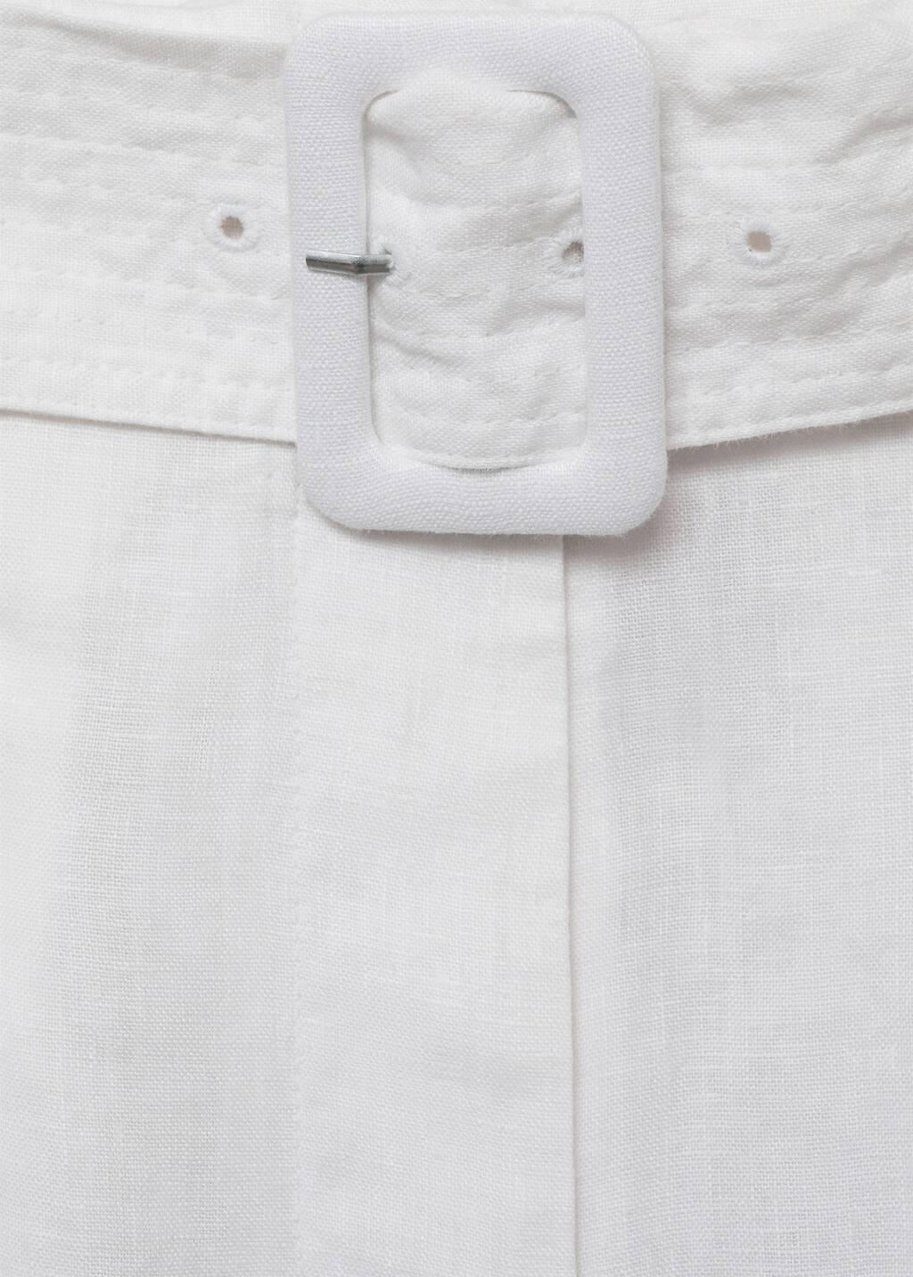White Belt Linen-Blend Bermuda Shorts, , large image number 4