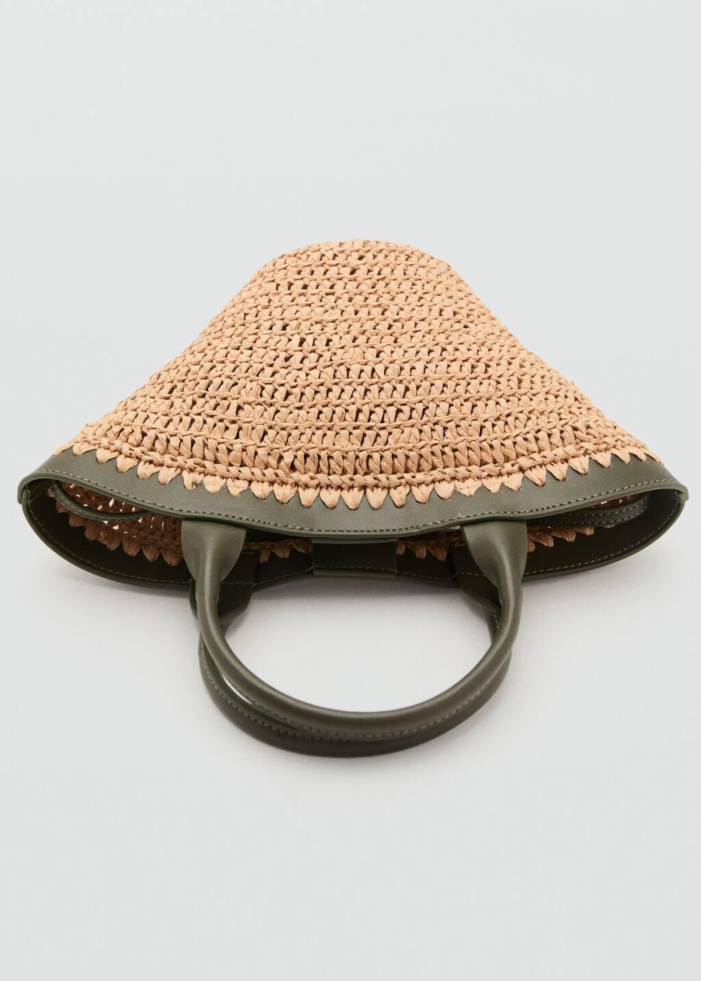 Khaki Small Double-Handle Natural Fibre Bag, Beige - Khaki, large image number 4