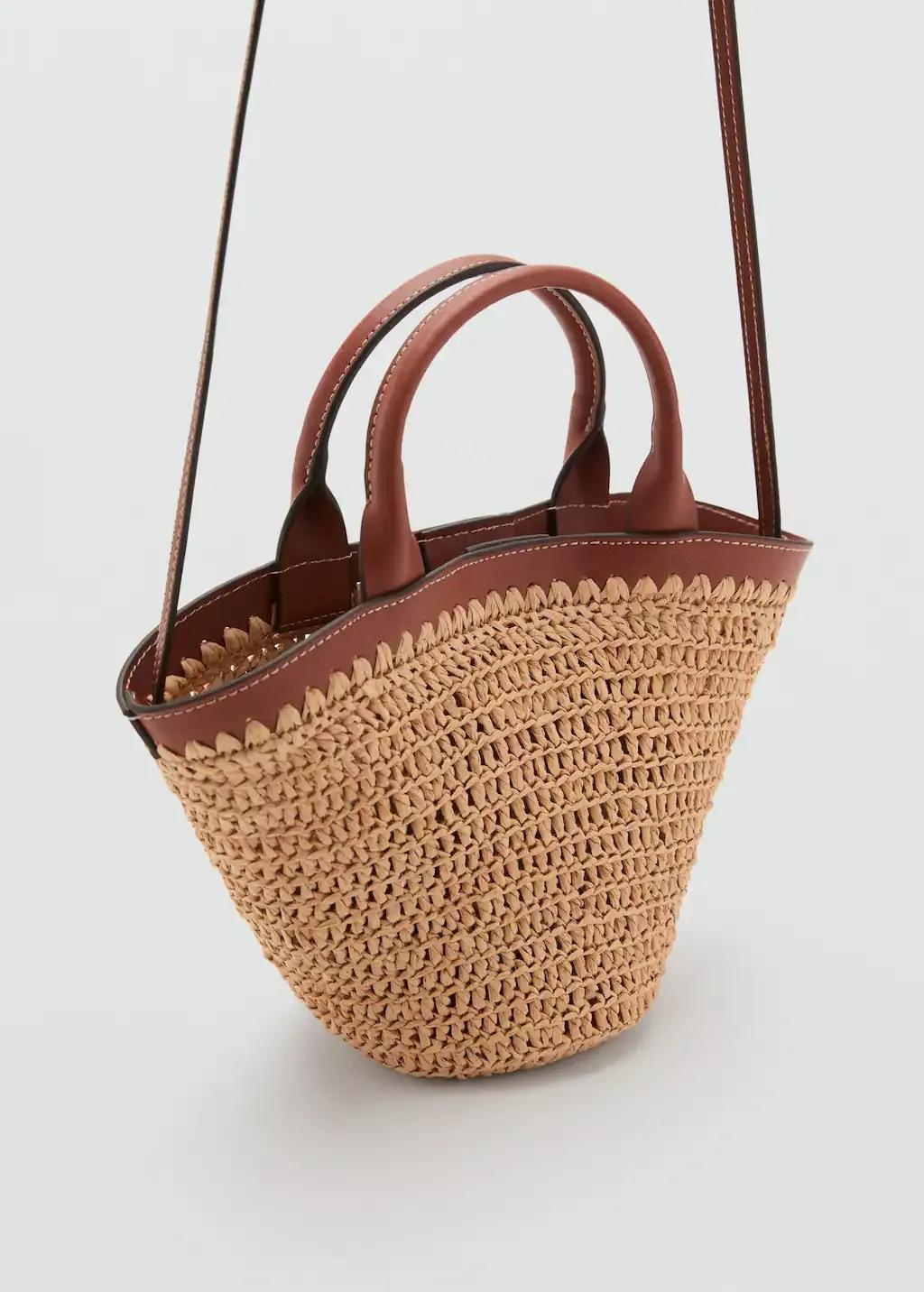 Brown Small Double-Handle Natural Fibre Bag, Medium Brown, large image number 0