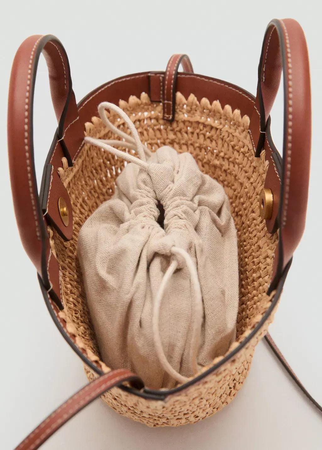 Brown Small Double-Handle Natural Fibre Bag, Medium Brown, large image number 1