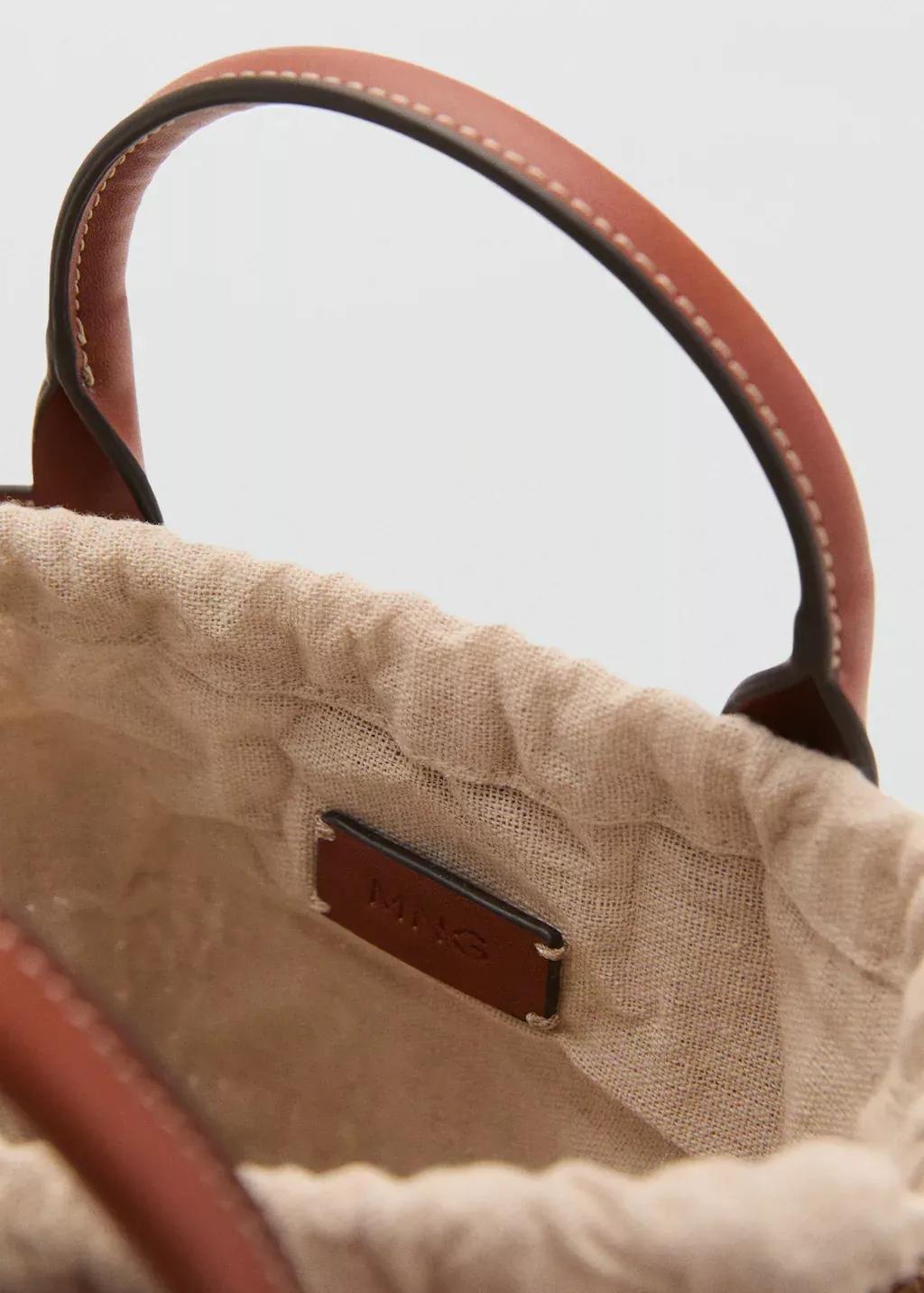 Brown Small Double-Handle Natural Fibre Bag, Medium Brown, large image number 2
