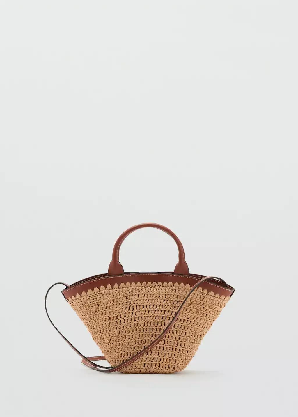 Brown Small Double-Handle Natural Fibre Bag, Medium Brown, large image number 3