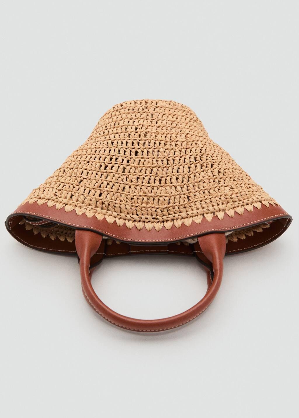 Brown Small Double-Handle Natural Fibre Bag, Medium Brown, large image number 4