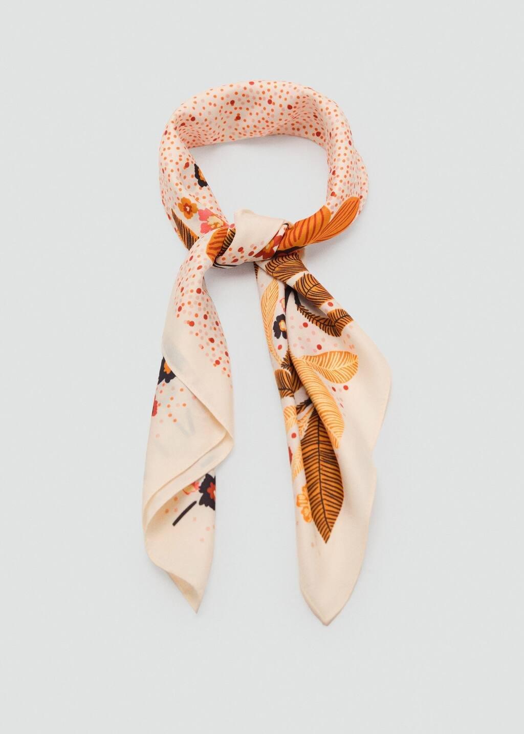 LIGHT BEIGE Floral-print scarf, Light Beige, large image number 1