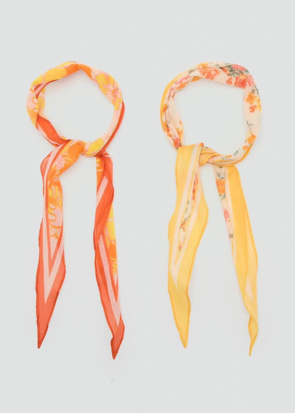 Orange Set Of 2 Floral-Print Scarves, Orange, large image number 2