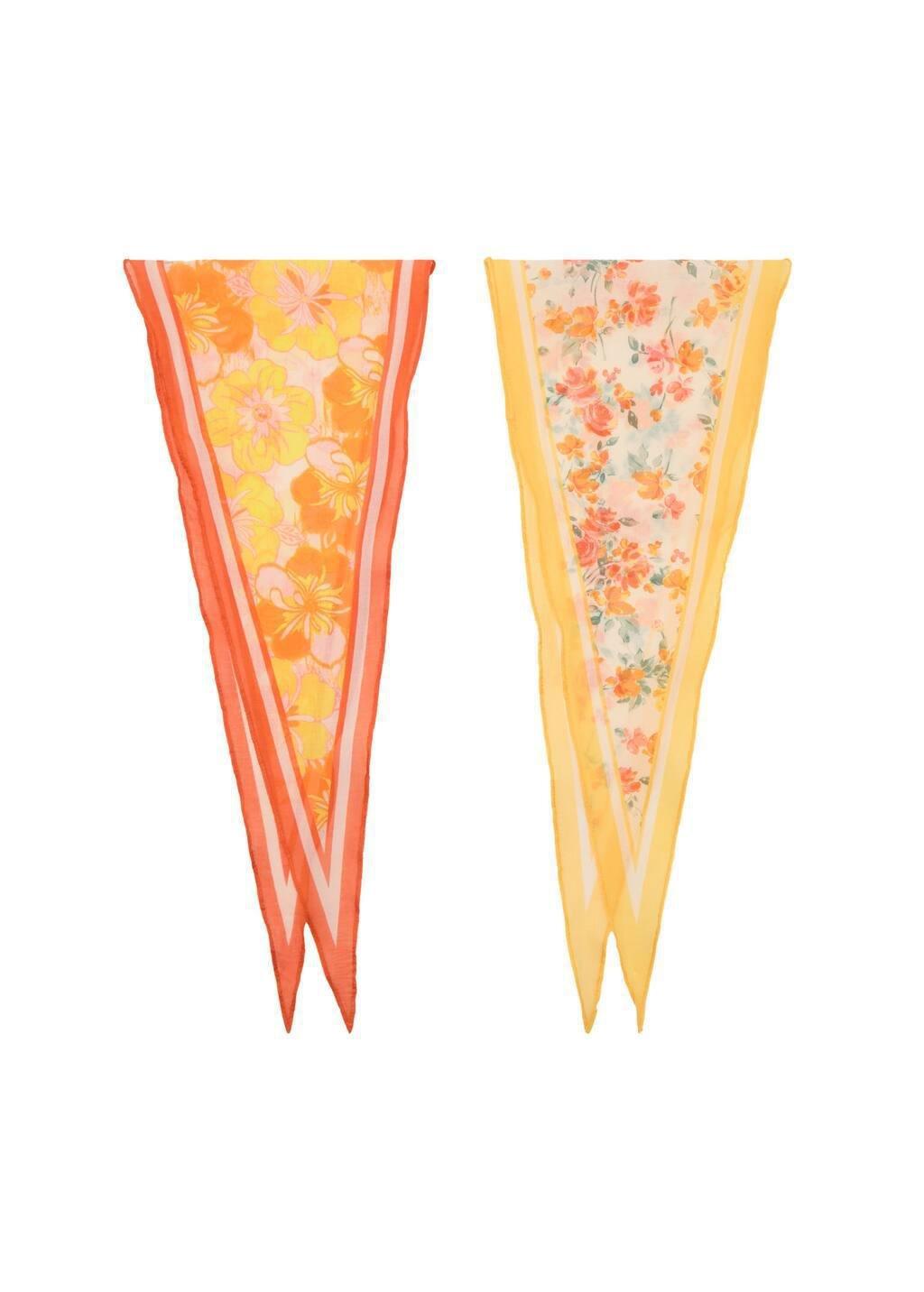 Orange Set Of 2 Floral-Print Scarves, Orange, large image number 3