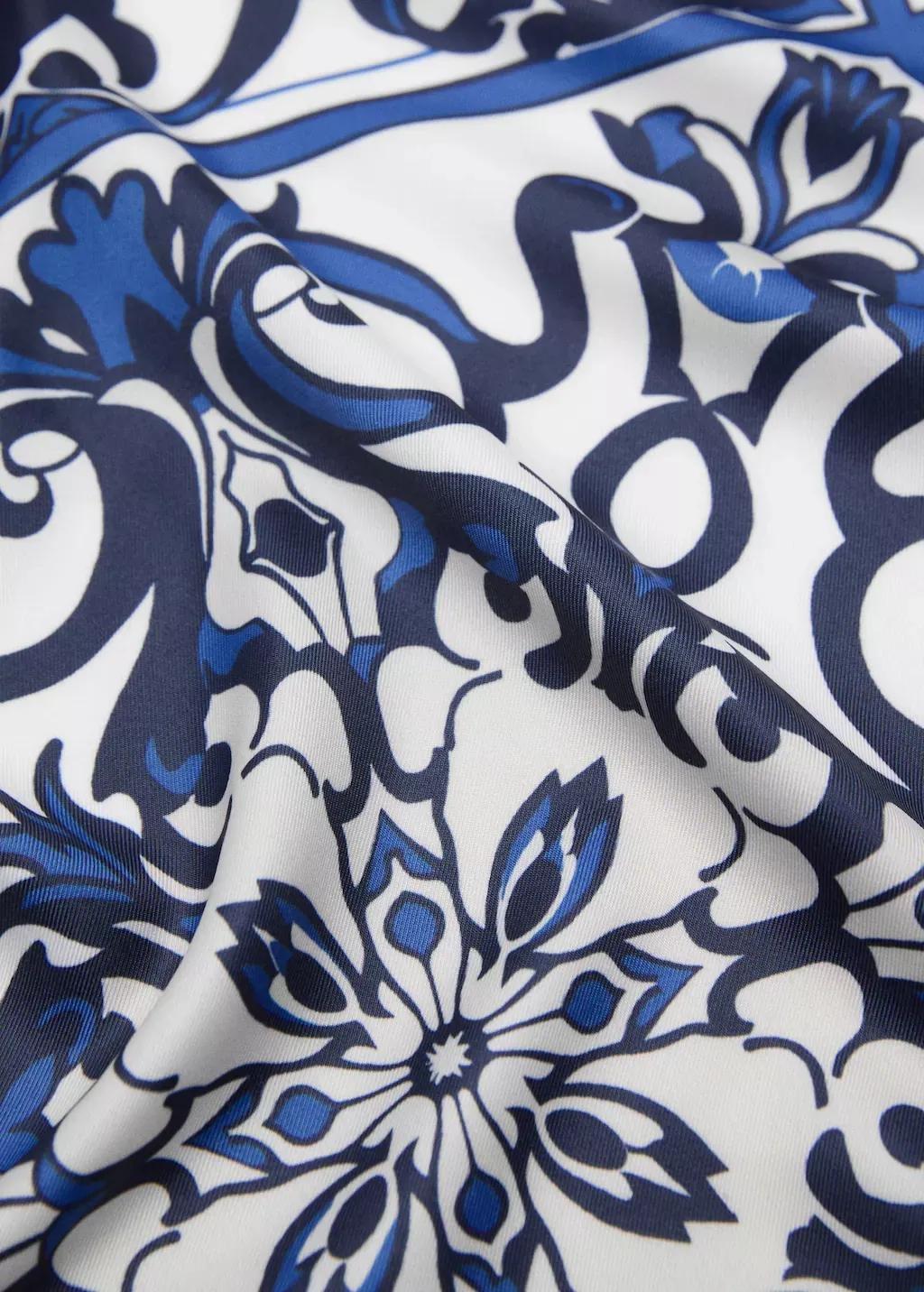 Blue Tile Print Scarf, 0201_52, large image number 0