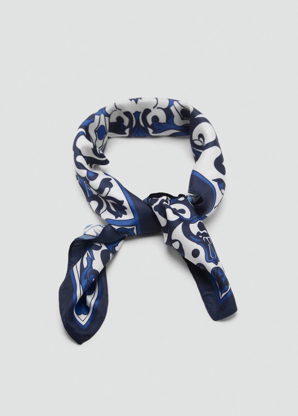 Blue Tile Print Scarf, 0201_52, large image number 1