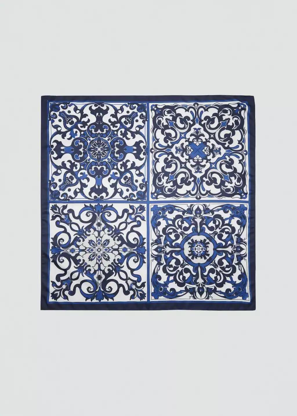 Blue Tile Print Scarf, 0201_52, large image number 2