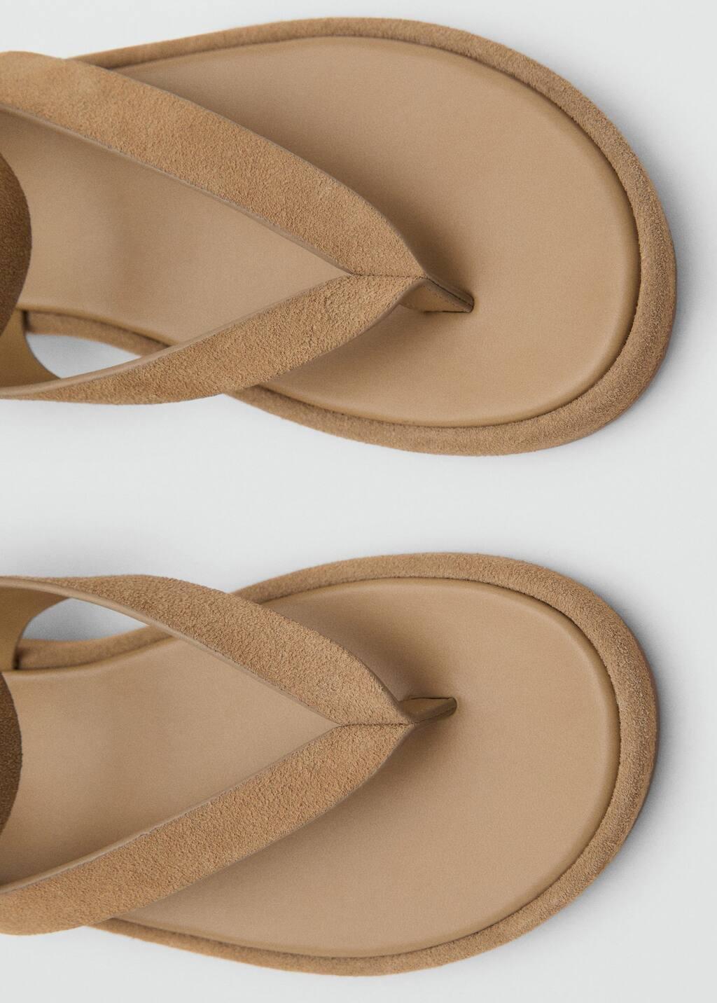 Beige Split Leather Sandals With Buckle, , large image number 2