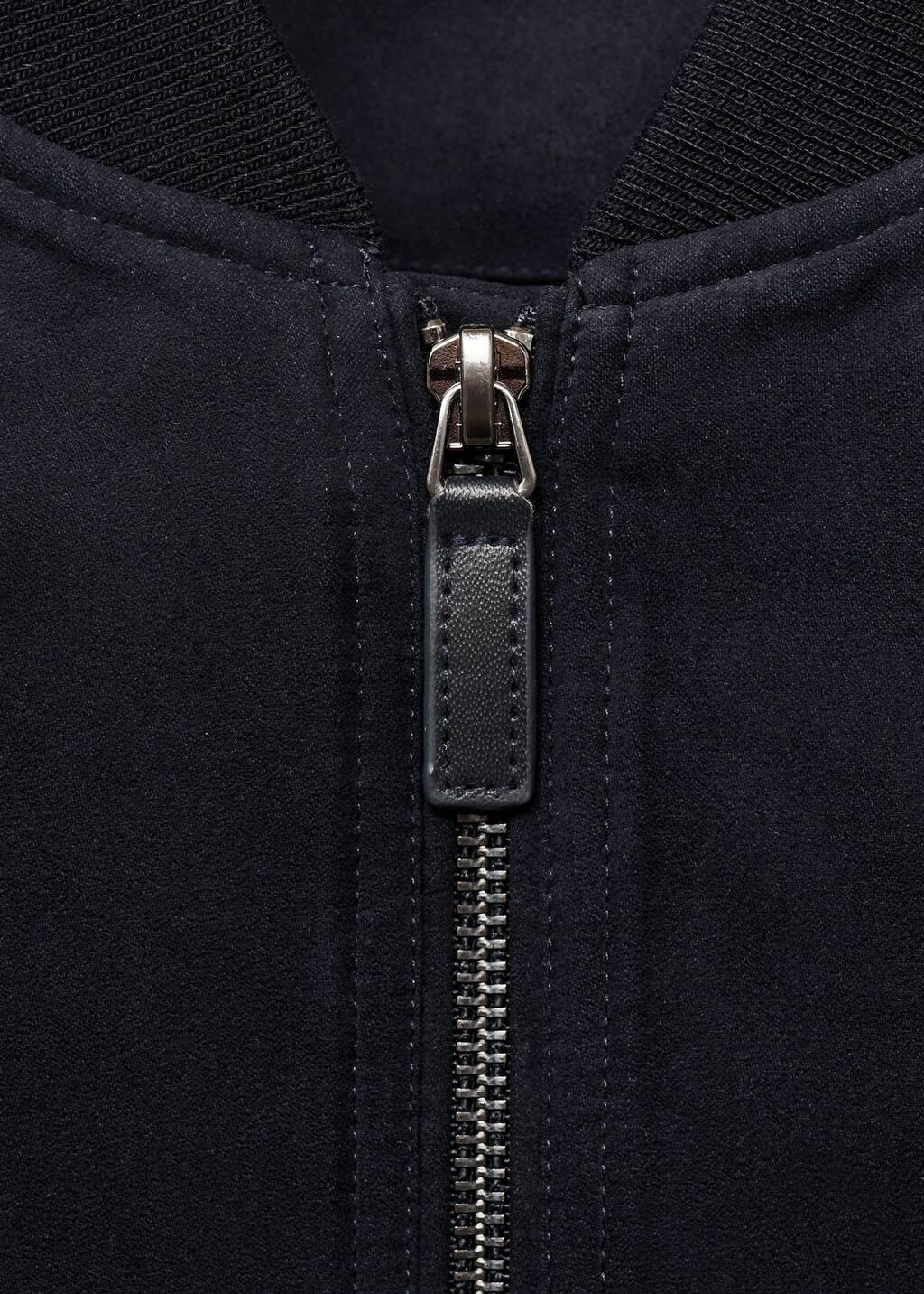 Navy Suede-Effect Bomber Jacket, Dark Blue, large image number 4