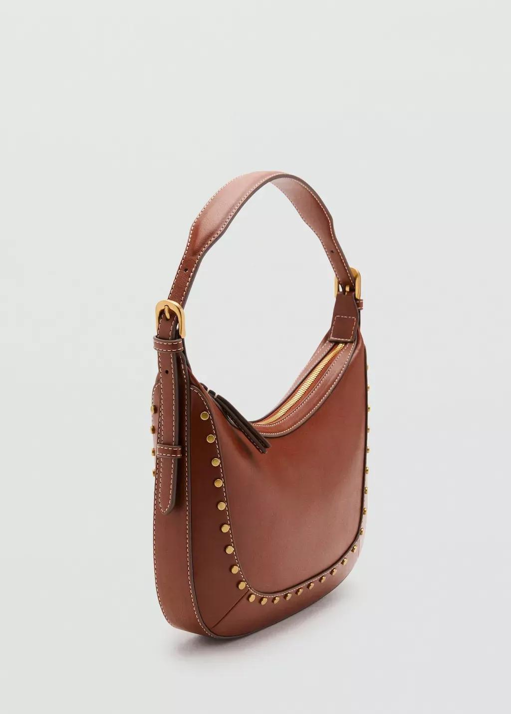 MEDIUM BROWN Small studded shoulder bag, 0201_CU, large image number 0