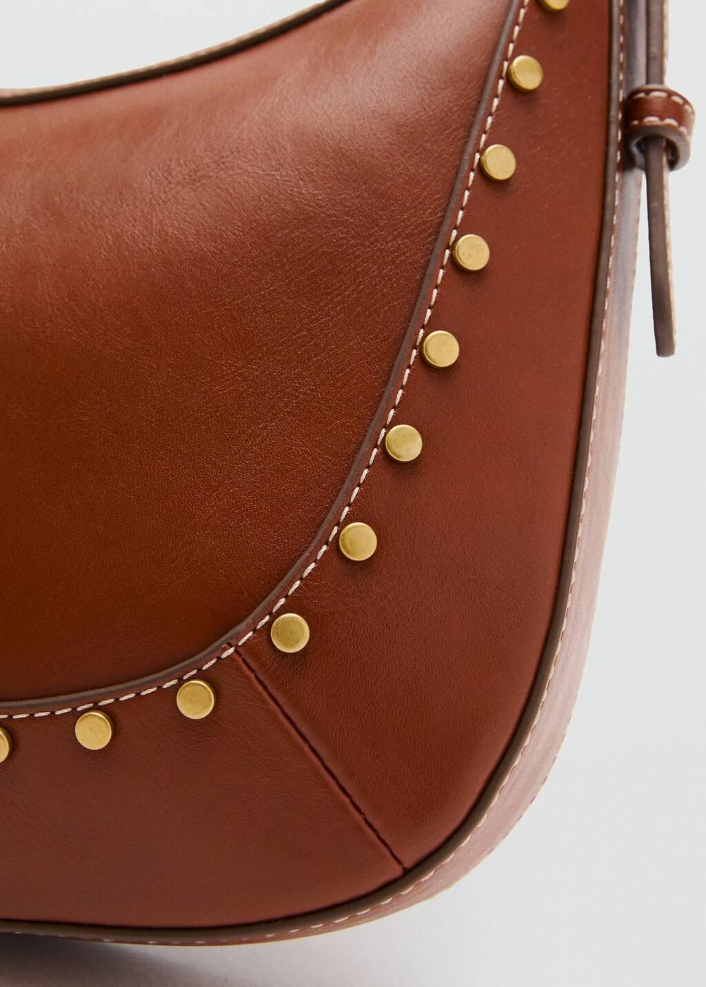 MEDIUM BROWN Small studded shoulder bag, 0201_CU, medium