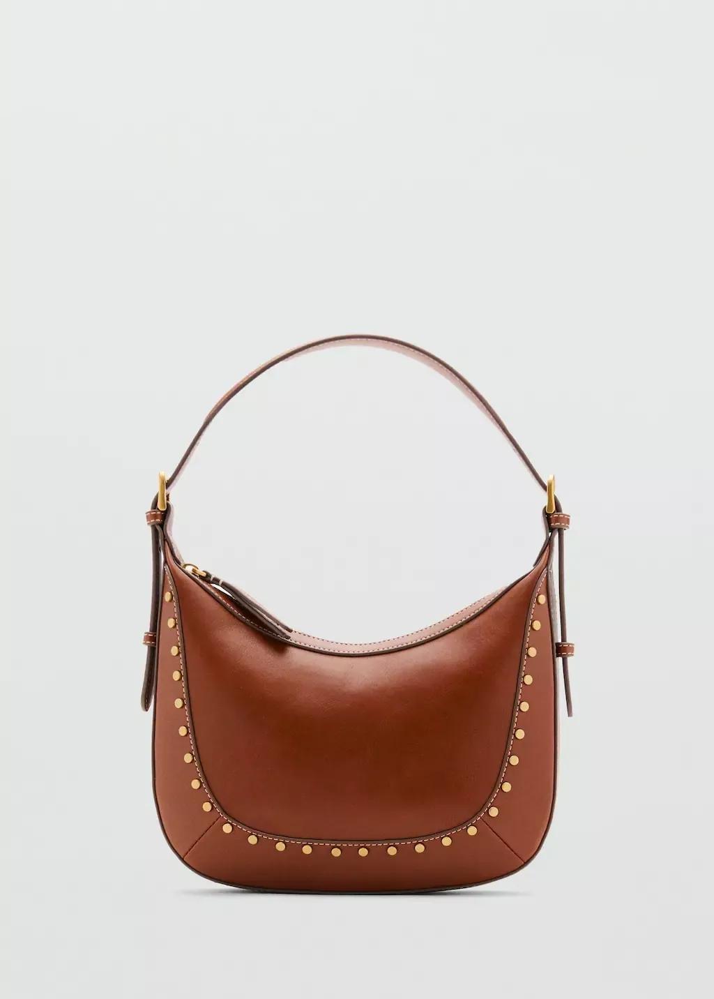 MEDIUM BROWN Small studded shoulder bag, 0201_CU, large image number 3
