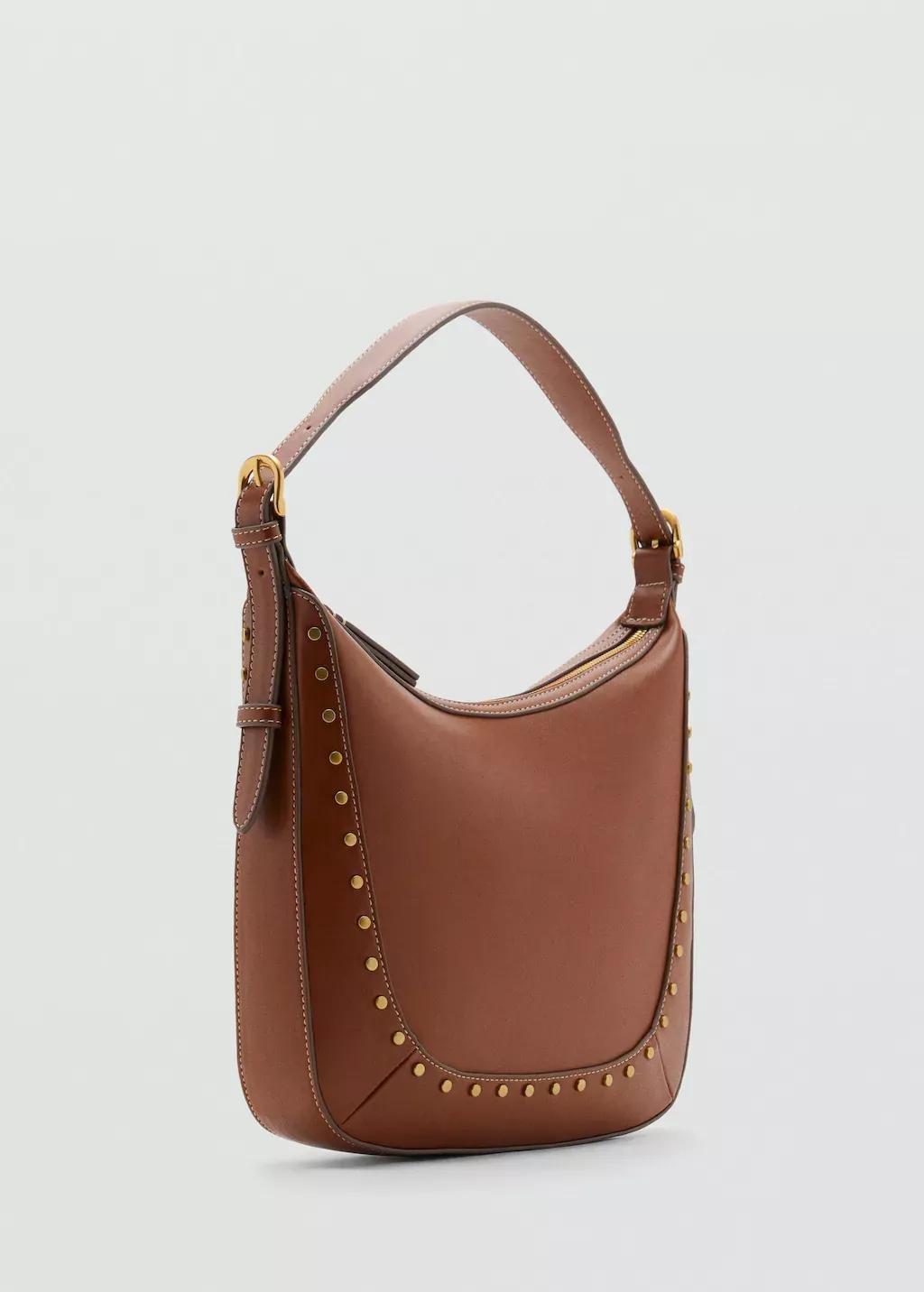 MEDIUM BROWN Studded shoulder bag, Medium Brown, large image number 0