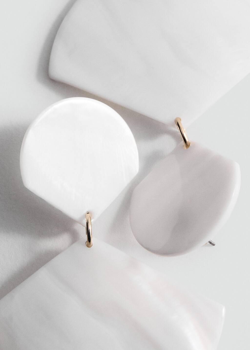 White Shell Pendant Earrings, White, large image number 2