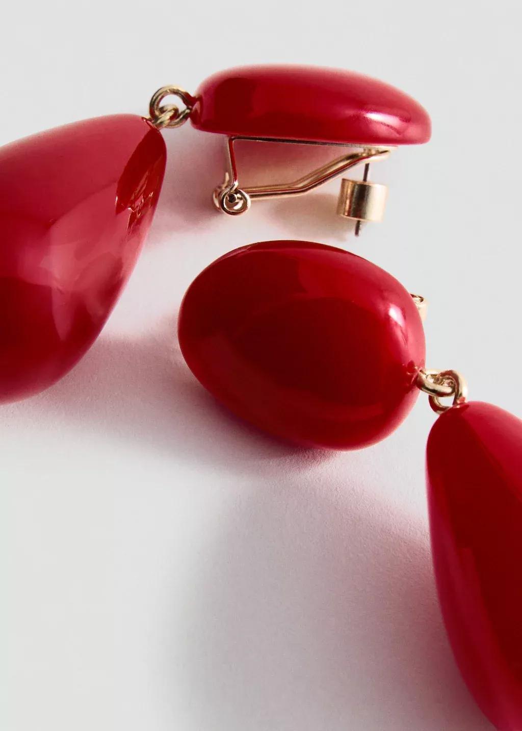 RED Resin drop earrings, Red, large image number 0