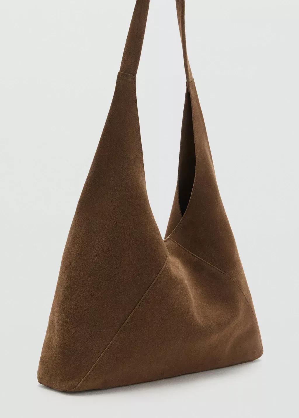 Brown Suede Shoulder Bag, Medium Green, large image number 0