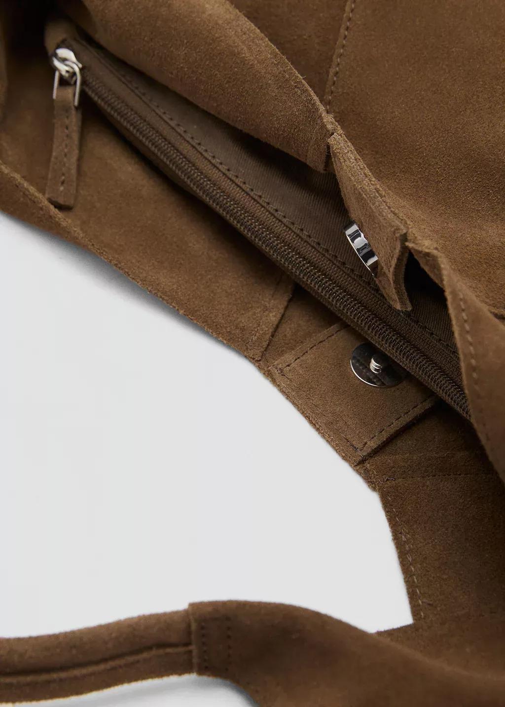 Brown Suede Shoulder Bag, Medium Green, large image number 1