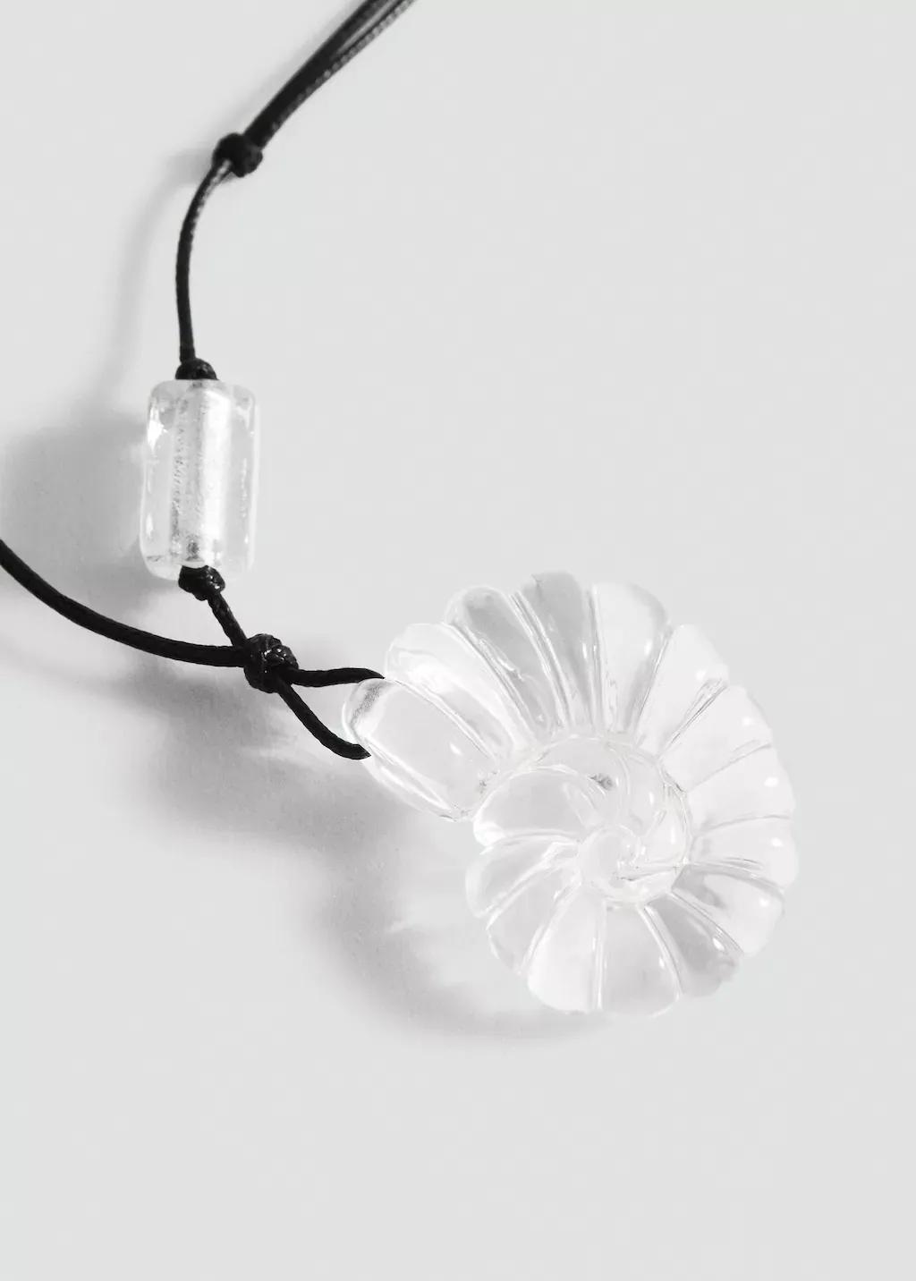 BLACK Resin shell necklace, Black, large image number 0