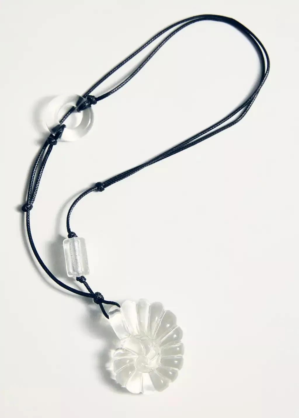 BLACK Resin shell necklace, Black, large image number 1