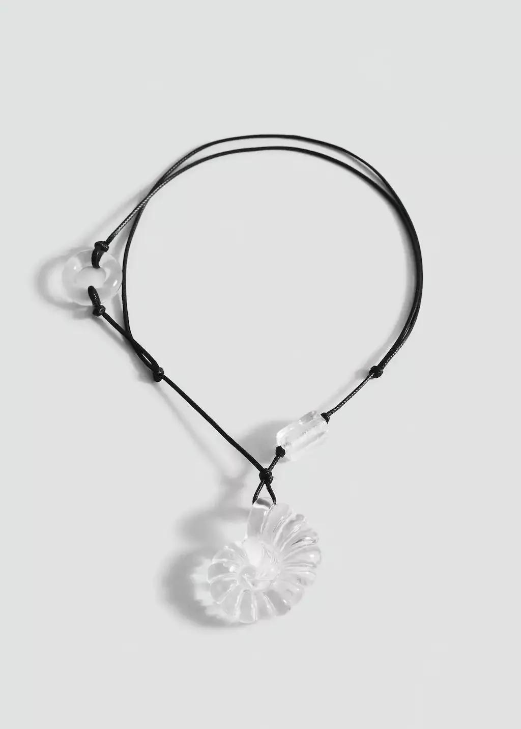 BLACK Resin shell necklace, Black, large image number 2
