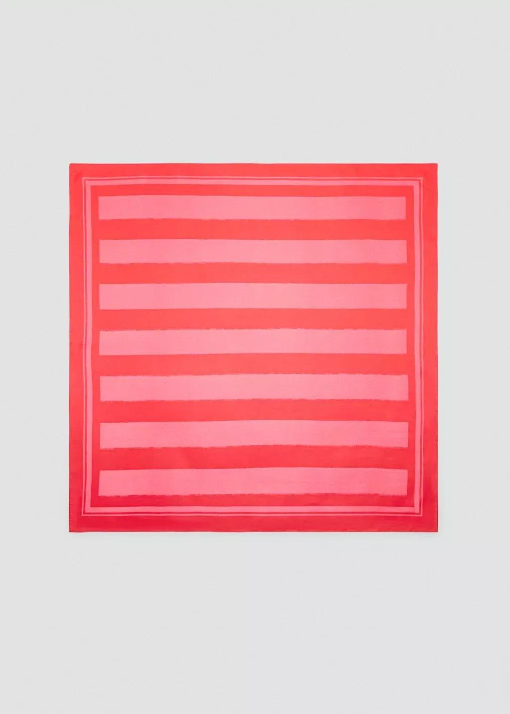 Red Striped Printed Scarf, Red, large image number 2