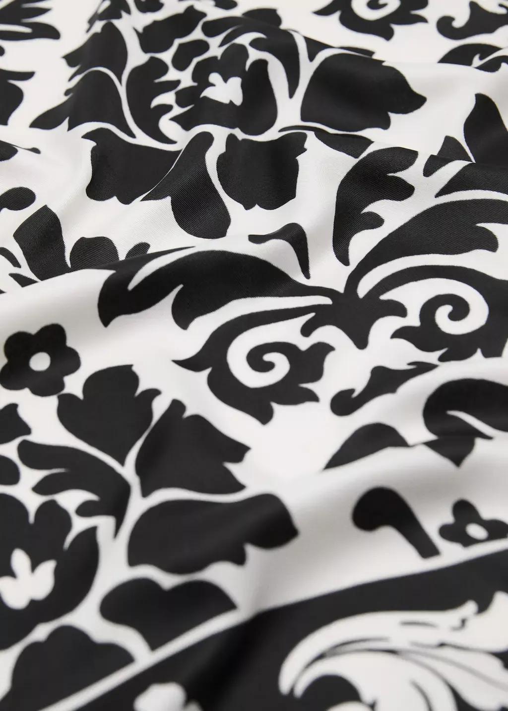 Black Bicolour Printed Scarf, Black, large image number 0