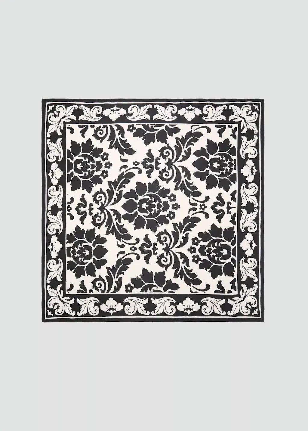 Black Bicolour Printed Scarf, Black, large image number 2