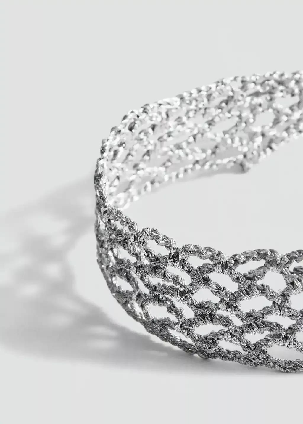 SILVER Lurex choker necklace, Silver, large image number 0