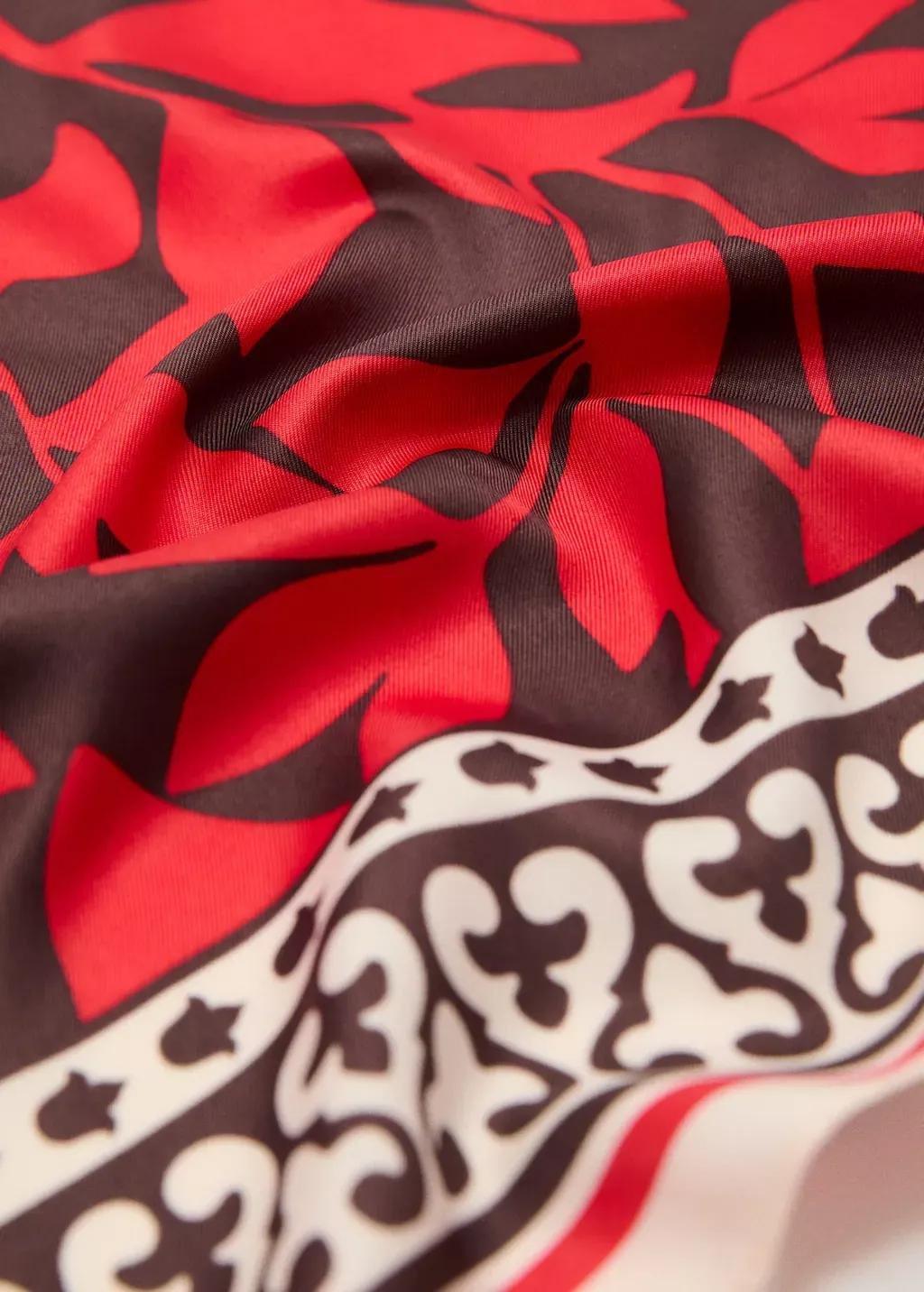 RED Leaf-print scarf, Red, large image number 0