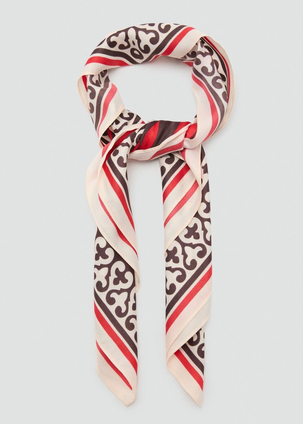 RED Leaf-print scarf, Red, large image number 1