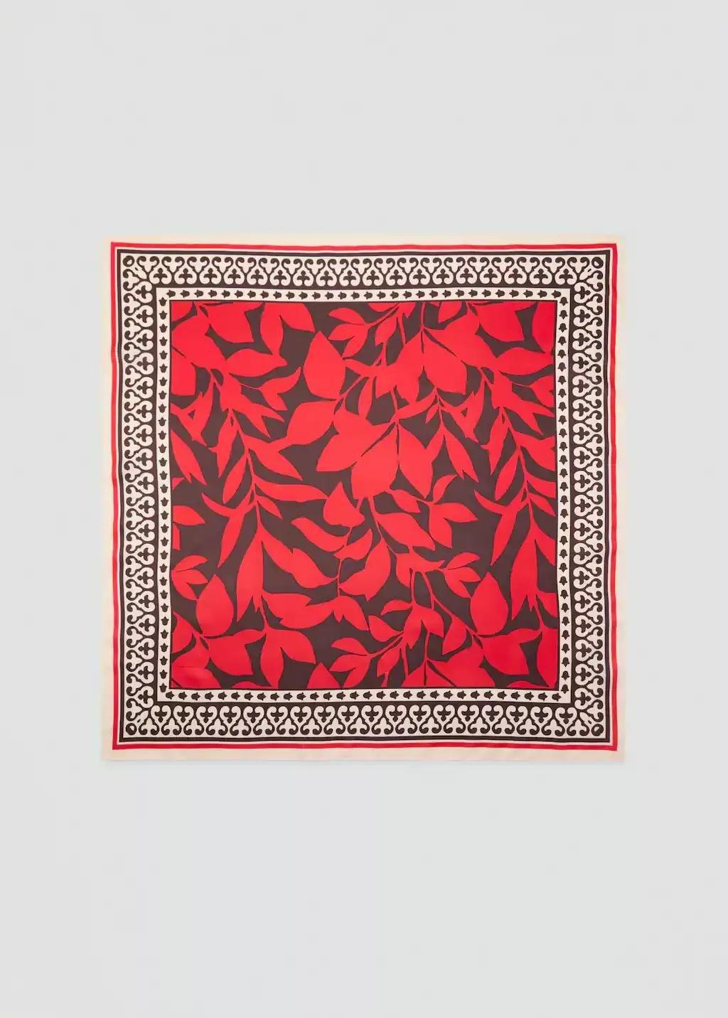 RED Leaf-print scarf, Red, large image number 2