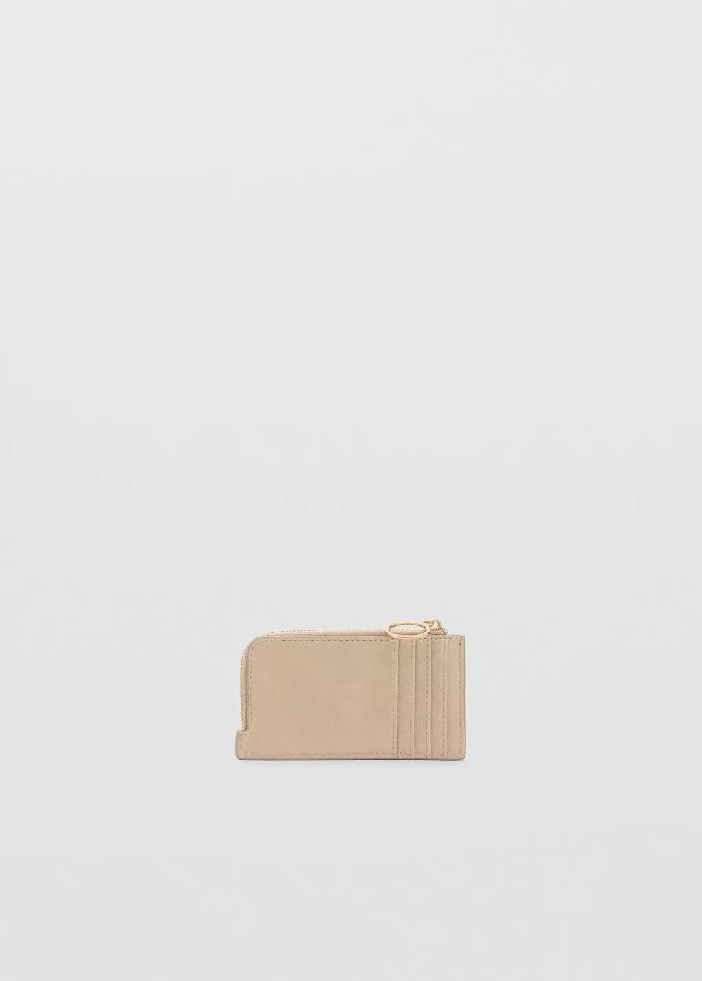 Beige Hammered Leather-Effect Card Holder With Zip, 0201_08, large image number 0