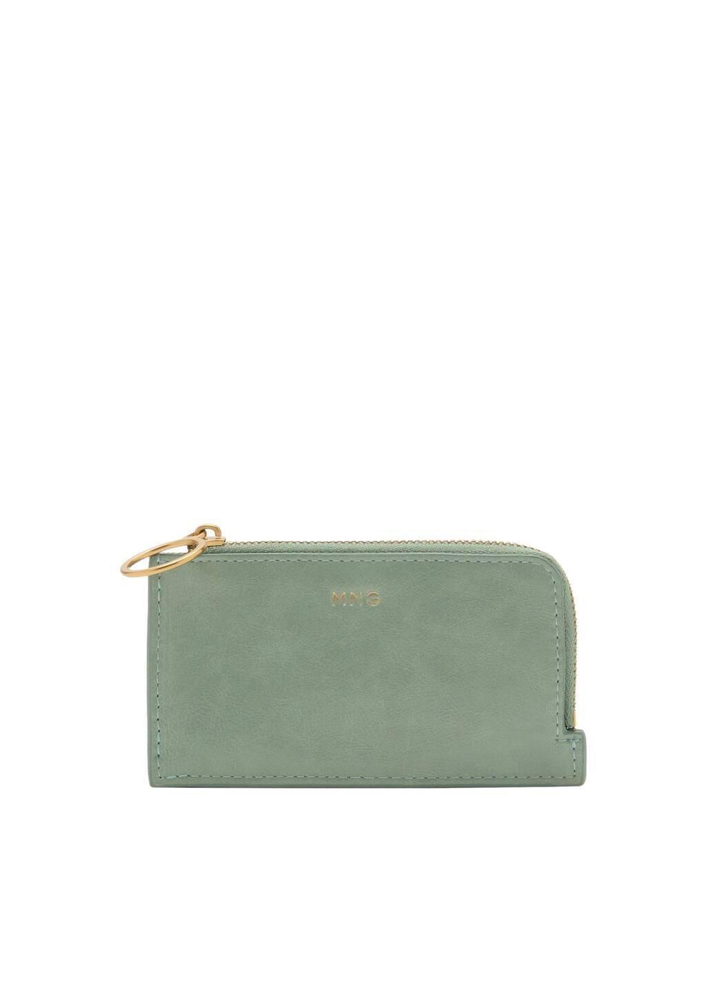 Green Hammered Leather-Effect Card Holder With Zip, Turquoise - Aqua, large image number 3