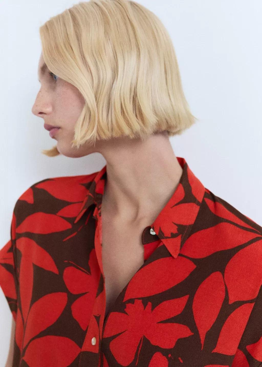Red Printed Short-Sleeved Shirt, , large image number 1